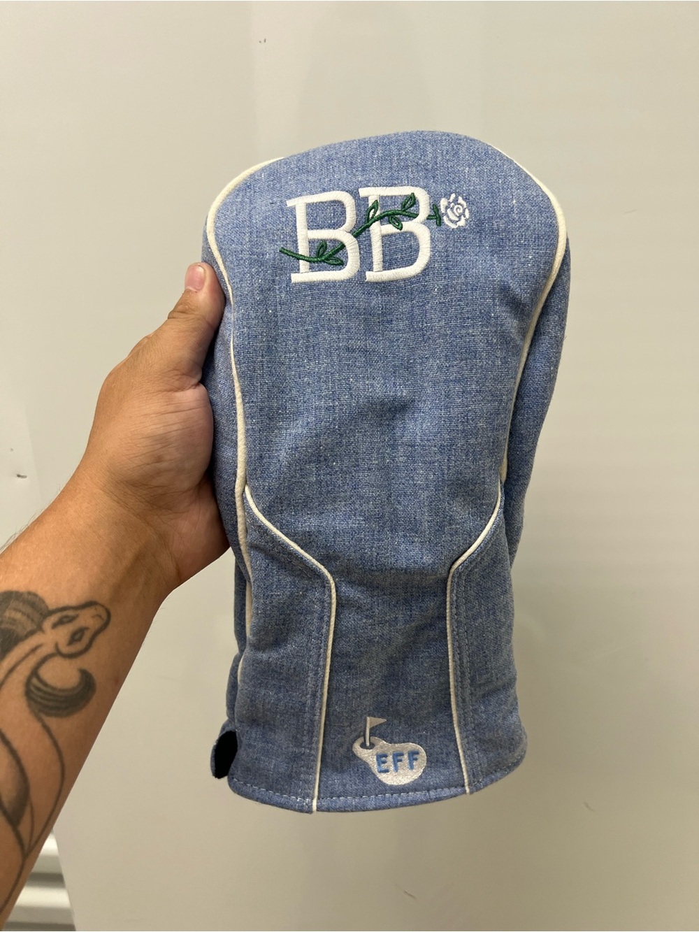 Blue Denim Bogey Boys Embroidered Driver Headcover
